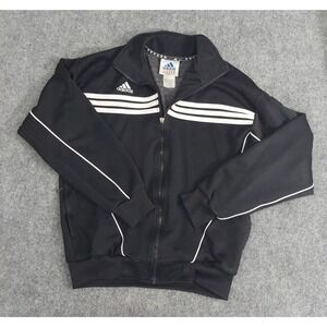 Vintage Adidas Soccer Jacket‎ Mens Small Black Full Zip Track 3 Stripe READ
